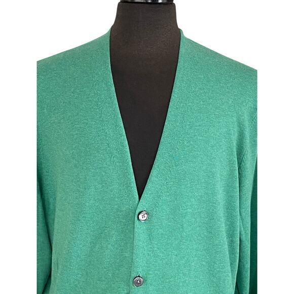 Brooks Brothers 100% Combed Cotton Green Cardigan 5-Button Sweater Size XL - Picture 2 of 9